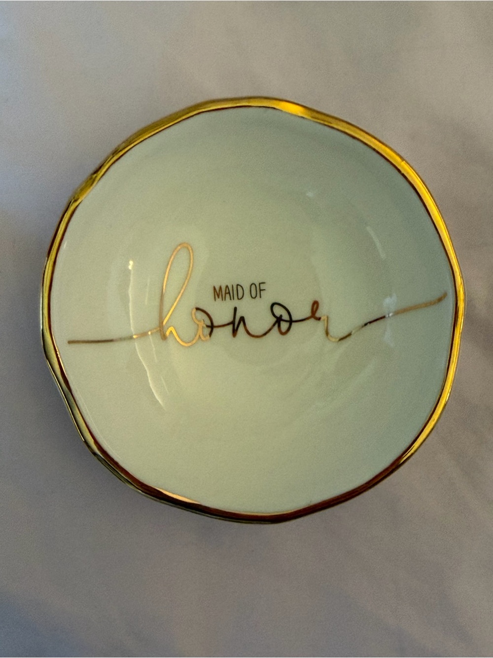 Maid of Honor Ceramic Trinket Dish with Gold Trim